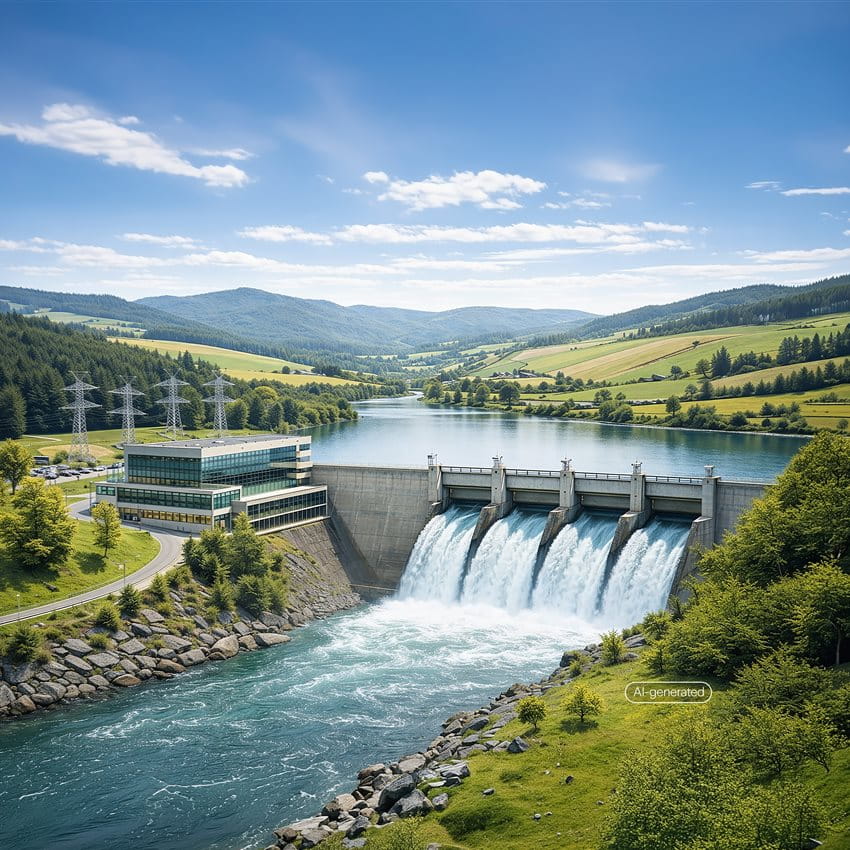 Infrastructure Hydroelectric power station (AI generated)
